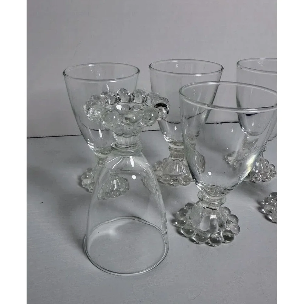 6 Vintage Anchor Hocking Berwick Boopie Wine Juice‎ Clear Glass 4 1/2 Inch